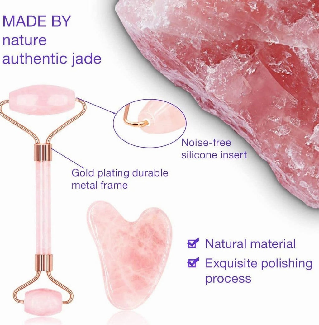 Gua Sha Jade Stone - Natural Rose Quartz Face Body Massager Facial Scraper