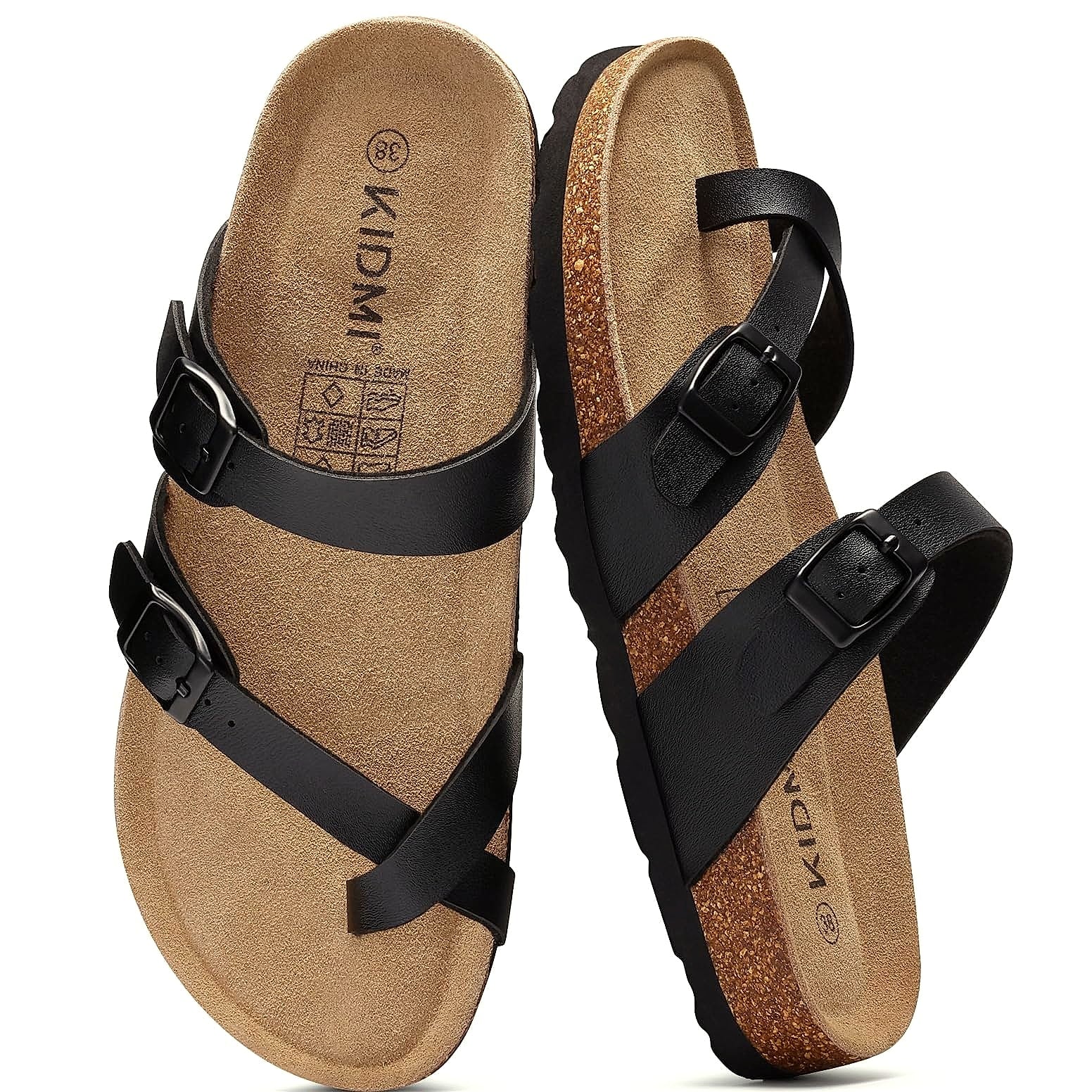 KIDMI Women's Cork Footbed Sandals with Adjustable Buckle