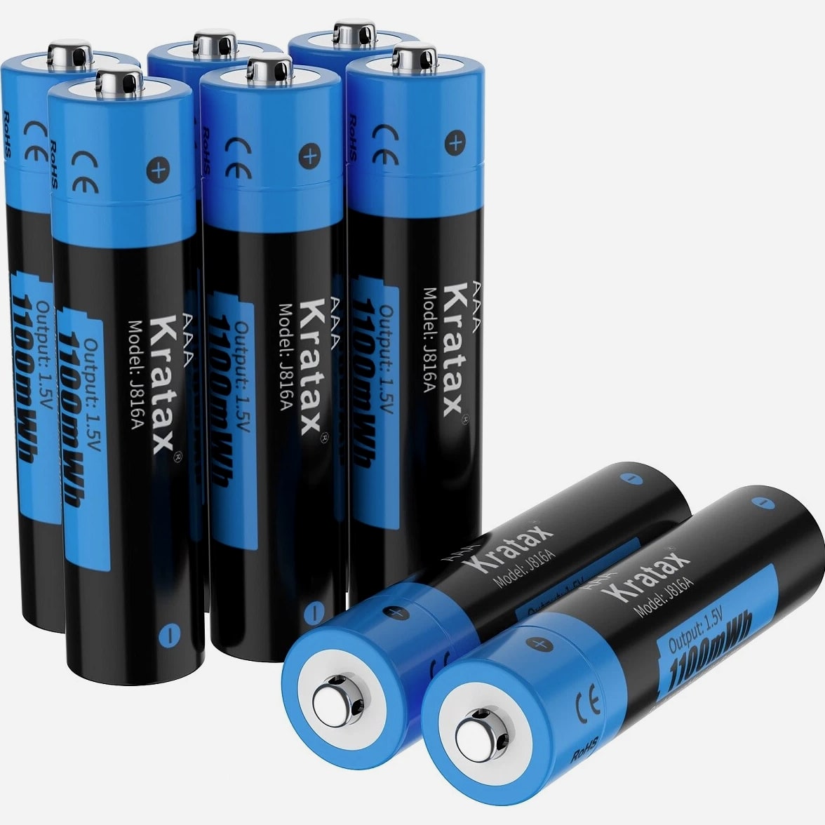 Kratax 1.5V 1100mWh Lithium AAA Batteries Rechargeable AAA Li-ion Batteries Lot