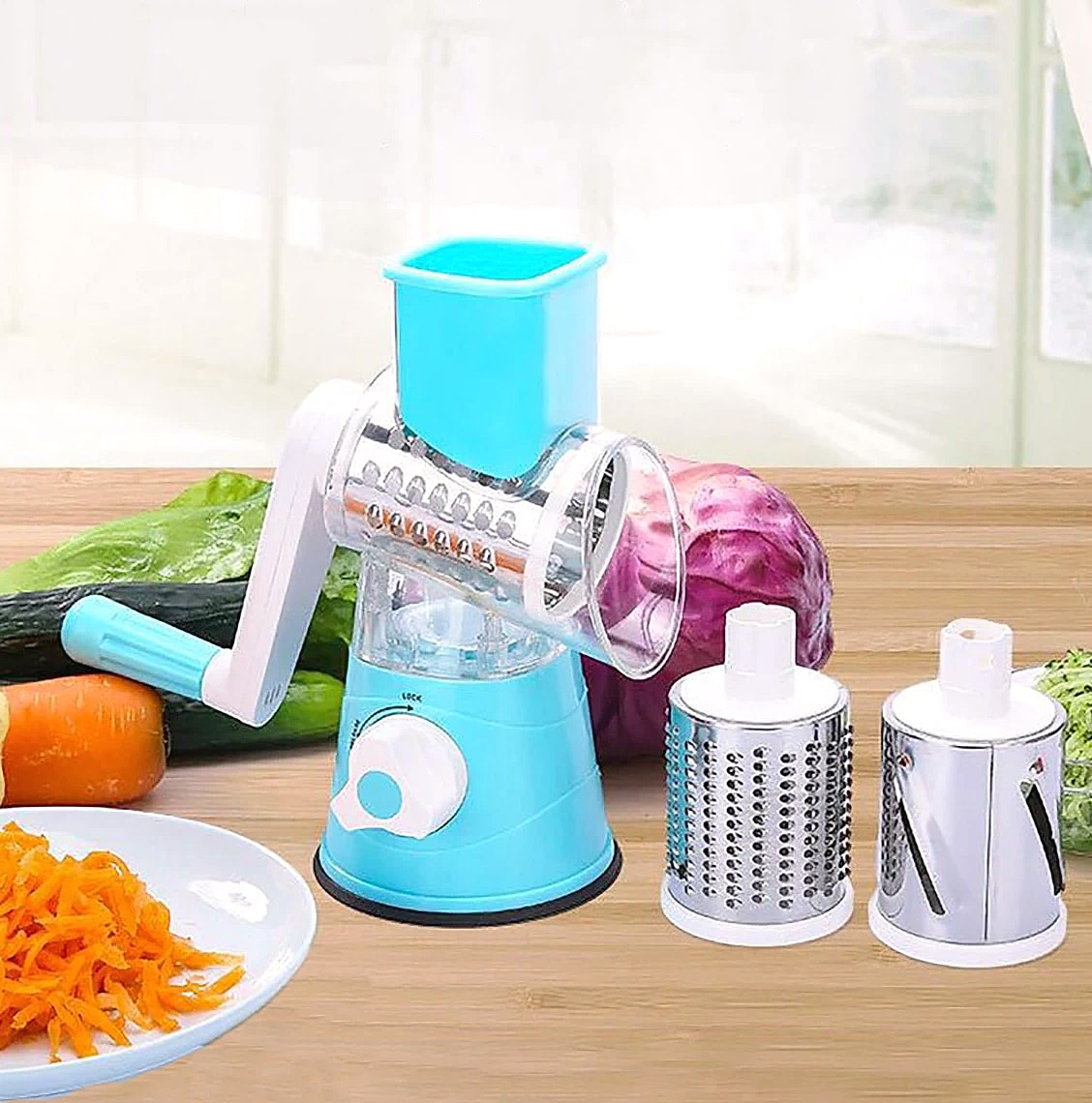 AEHOME Vegetable Slicer Shredder with 3 Drum Grater