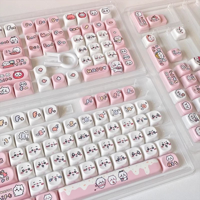 Cartoon Chiikawa Keycaps 131 Keys PBT Key Cap for Mechanical Keyboard Full Set