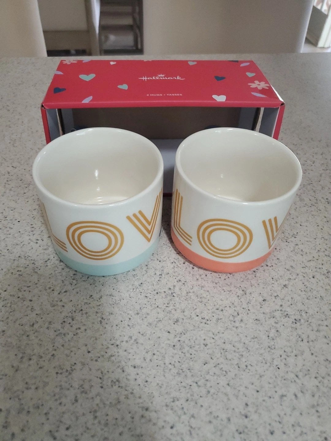 Set of 2 Hallmark Love You & Love You More Mug Pair Couples Cup New In Box