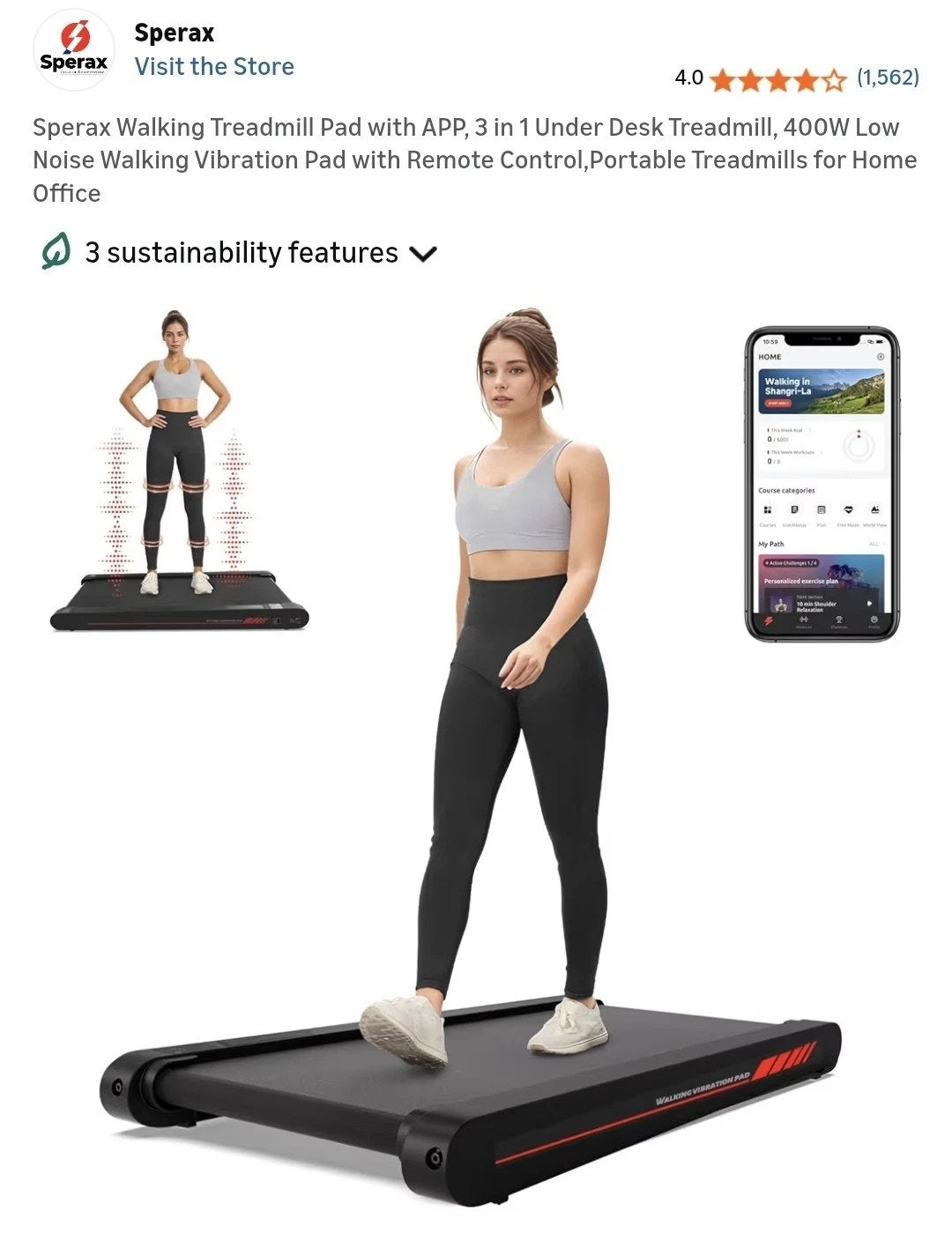 Sperax Walking Vibration Pad With APP, 3-in-1 Under Desk Treadmill With Remote