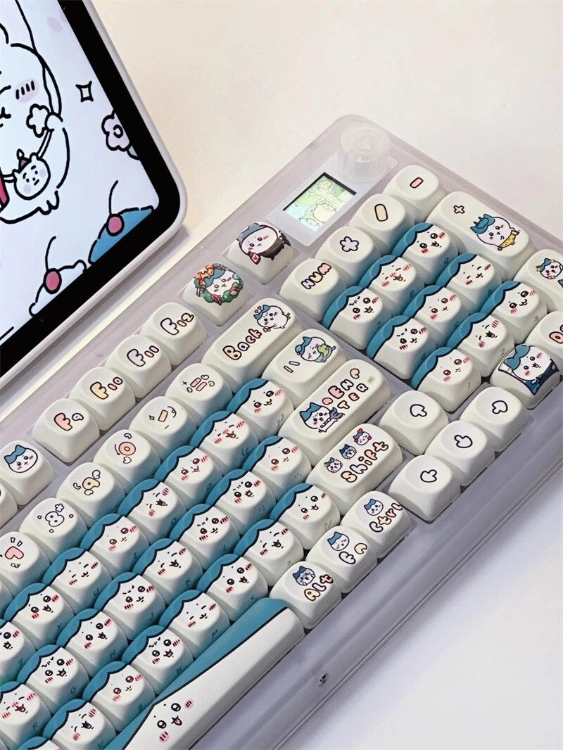 Cartoon Chiikawa Hachiware Keycaps For Mechanical Keyboard Full Set 131 Keys