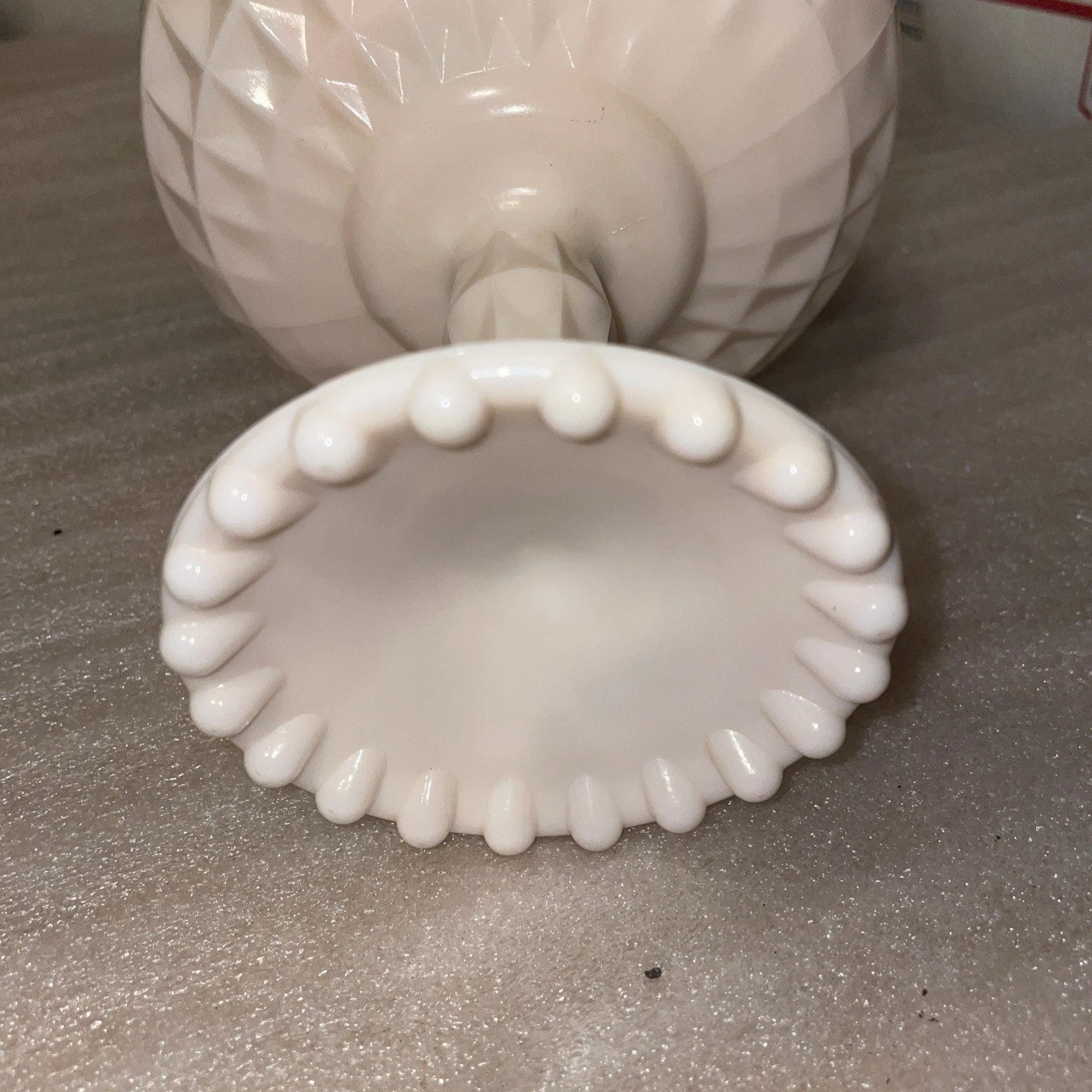 Jeanette Pink Milk Glass Vintage Pedestal Compote Windsor Pattern