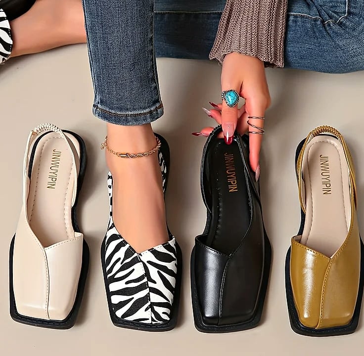 NAZSQ Leather Square Toe Sandals for Women