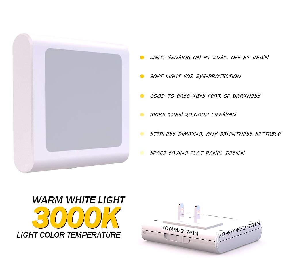 MAZ-TEK Plug-in Dimmable LED Night Light with Auto Sensor, 4 Pack