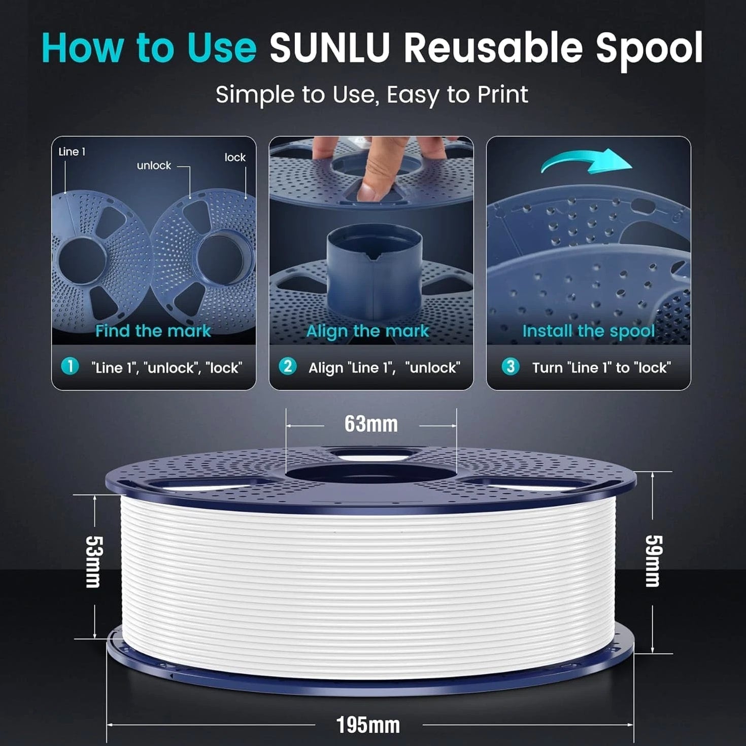 【BUY 10 PAY 6】SUNLU 1.75mm PLA Plus 3D Printer Filament PLAPLUS Toughness 1KG Spool