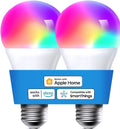 Meross Smart WiFi LED Bulb E26 Multicolor Dimmable 2 Pack
