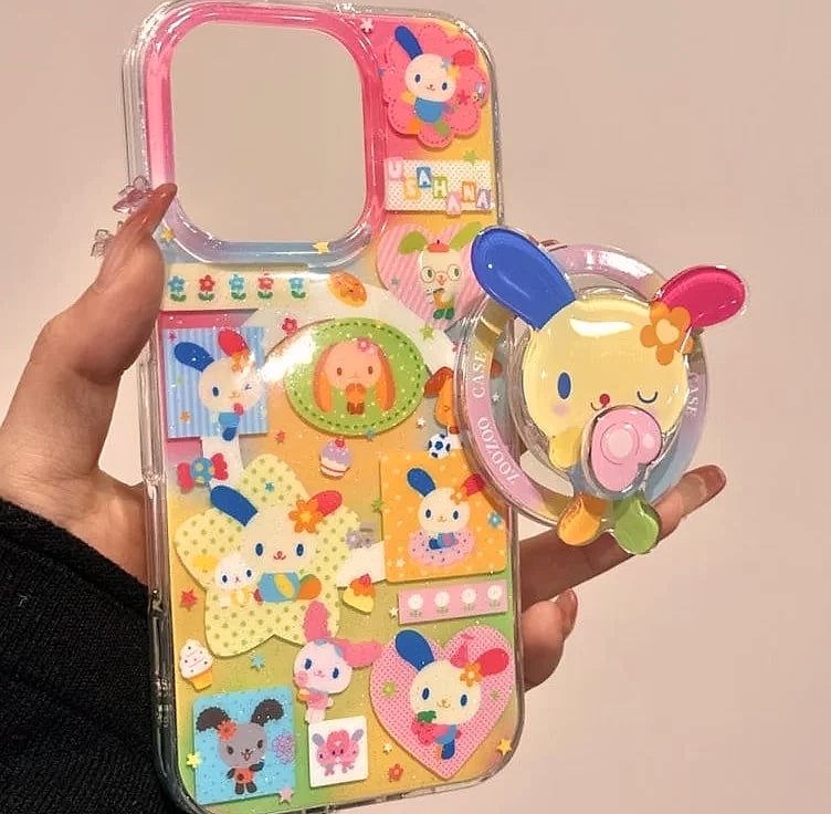 HAPPEE Magnetic Rabbit Phone Case with Rotating Bracket