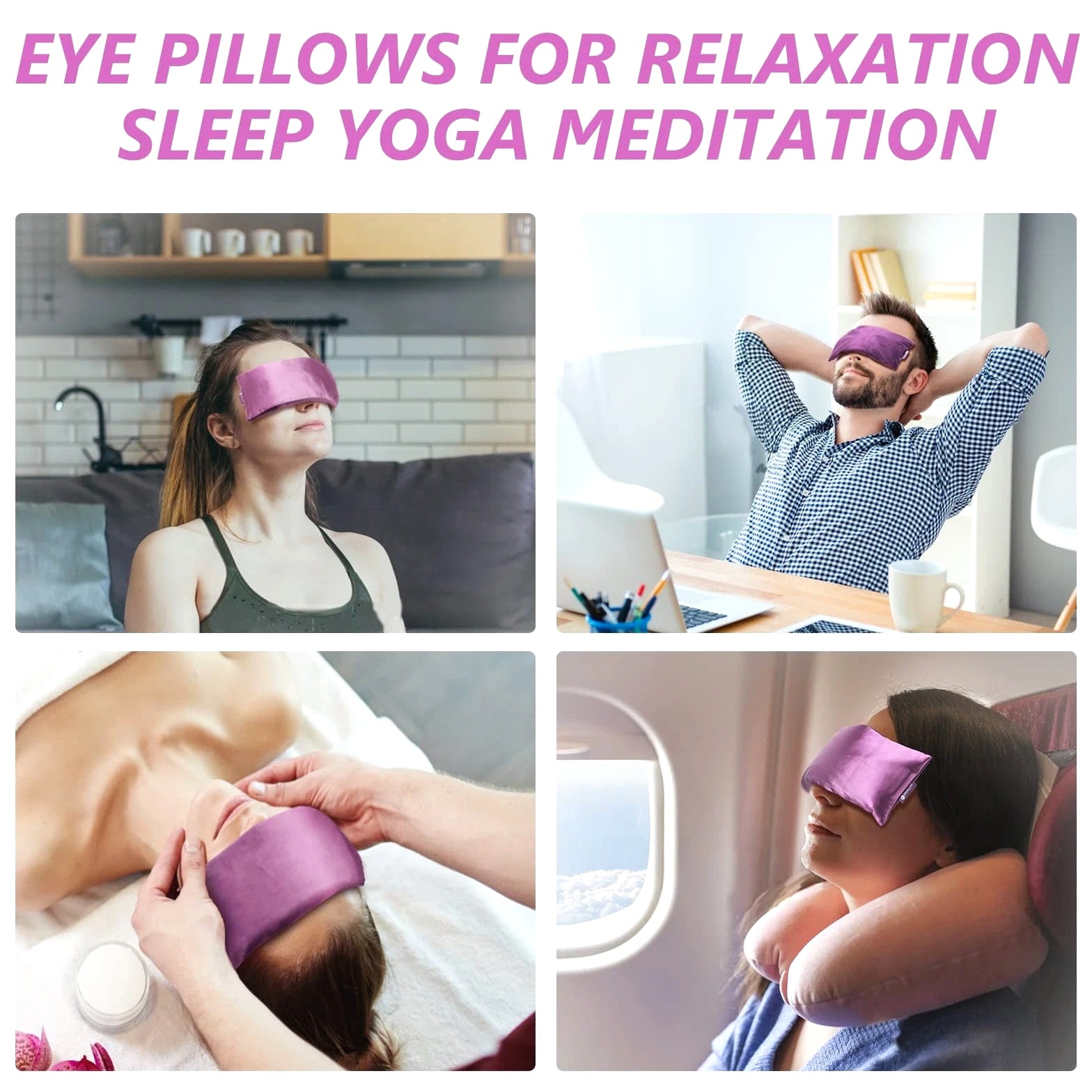 Lavender Eye Pillow for Relaxation, Yoga, Sleeping, Weighted Eye Mask Heated ...