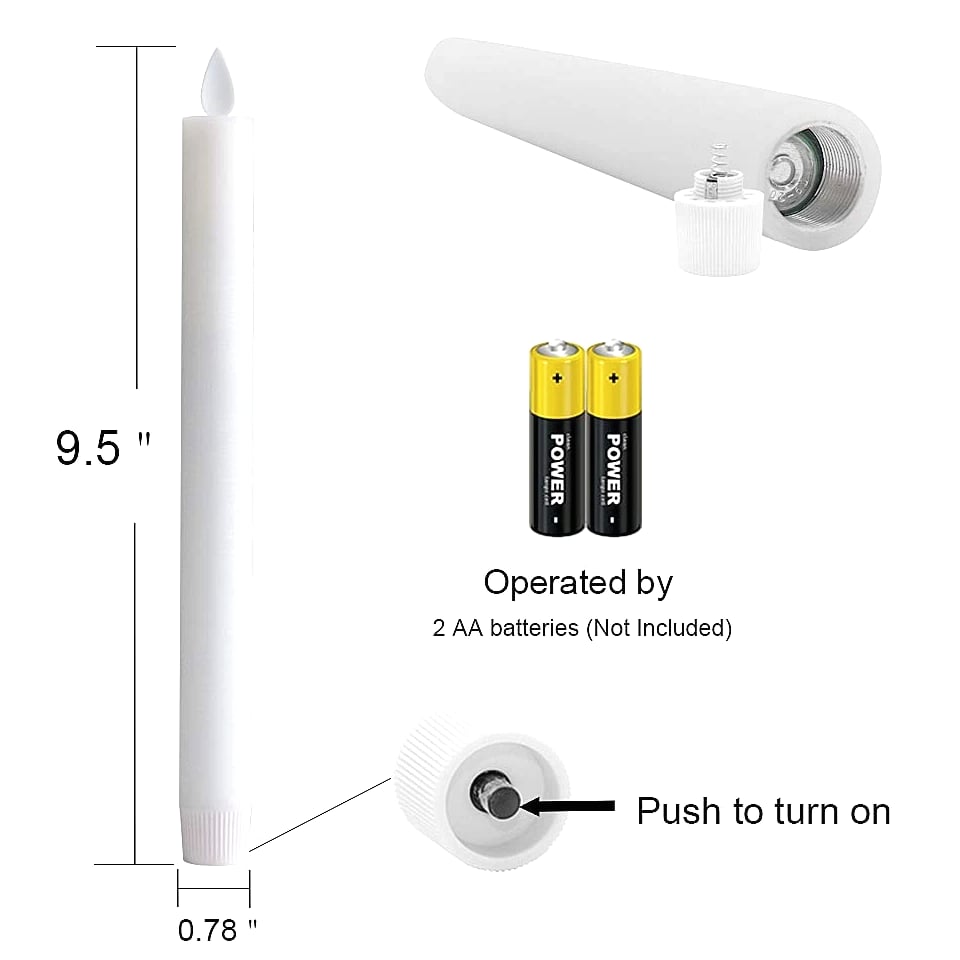 Flameless Taper Candles with Remote Timer, Moving Wick LED Window Candles Bat...