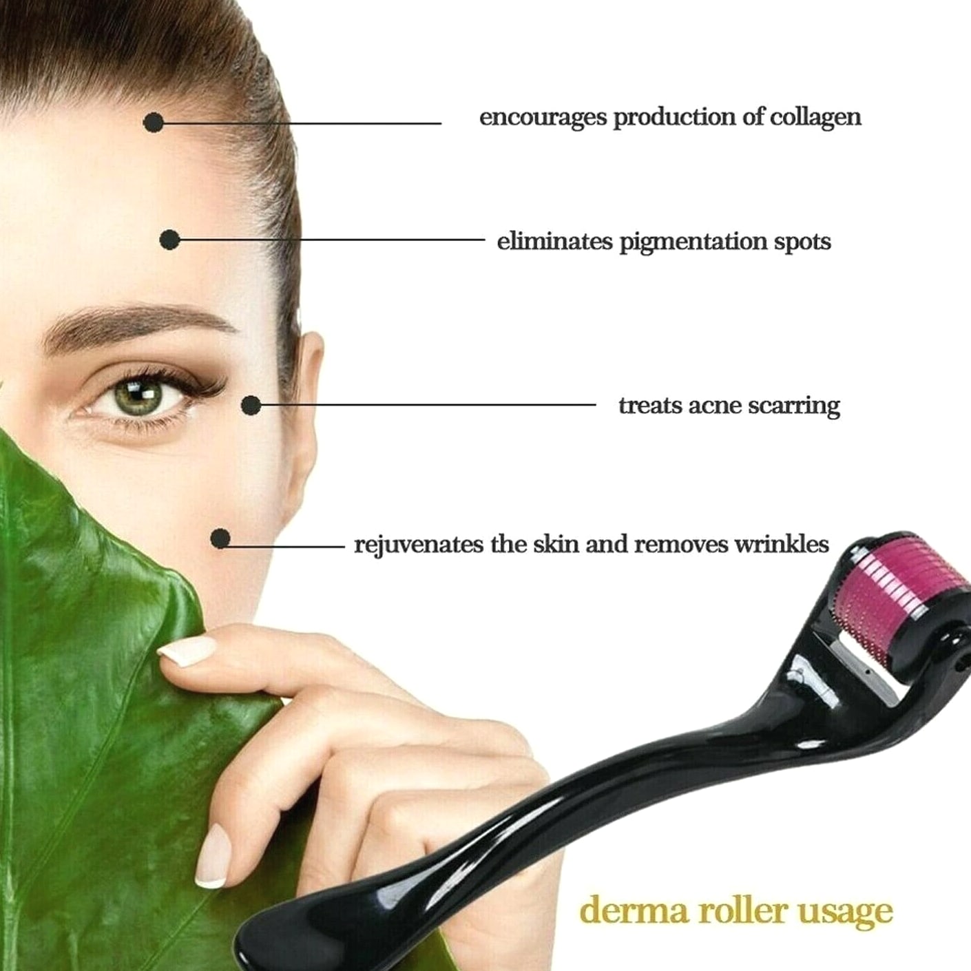 Derma Roller for Hair Loss, Beard Growth 540 0.5-2.0mm Microneedle Dermaroller