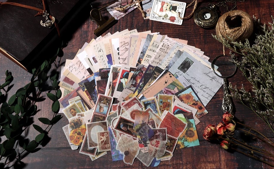 200pcs Vintage Junk Journal Supplies,Scrapbook Supplies Scrapbooking Paper and S