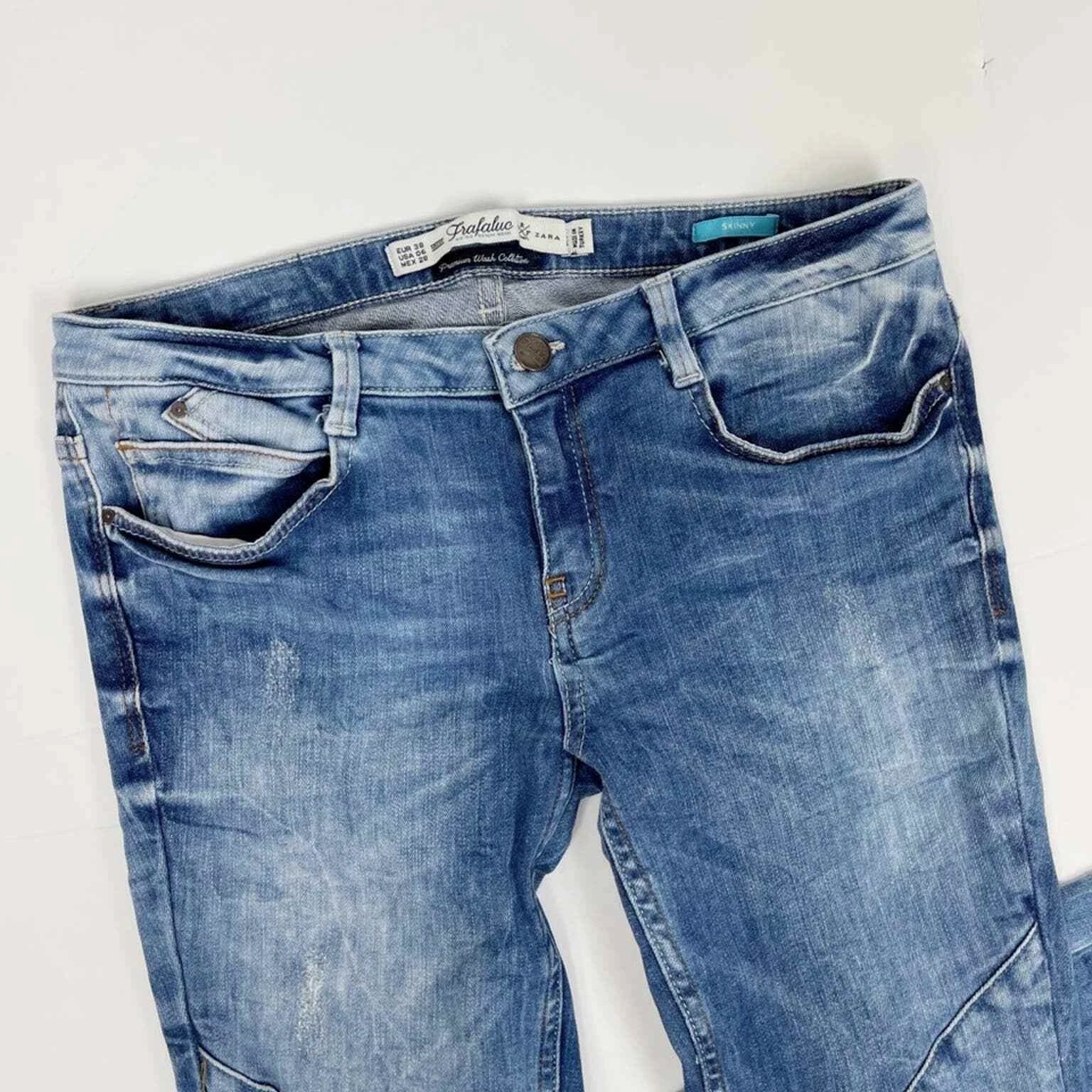 Zara Trafaluc Blue Denim Skinny Jeans 6