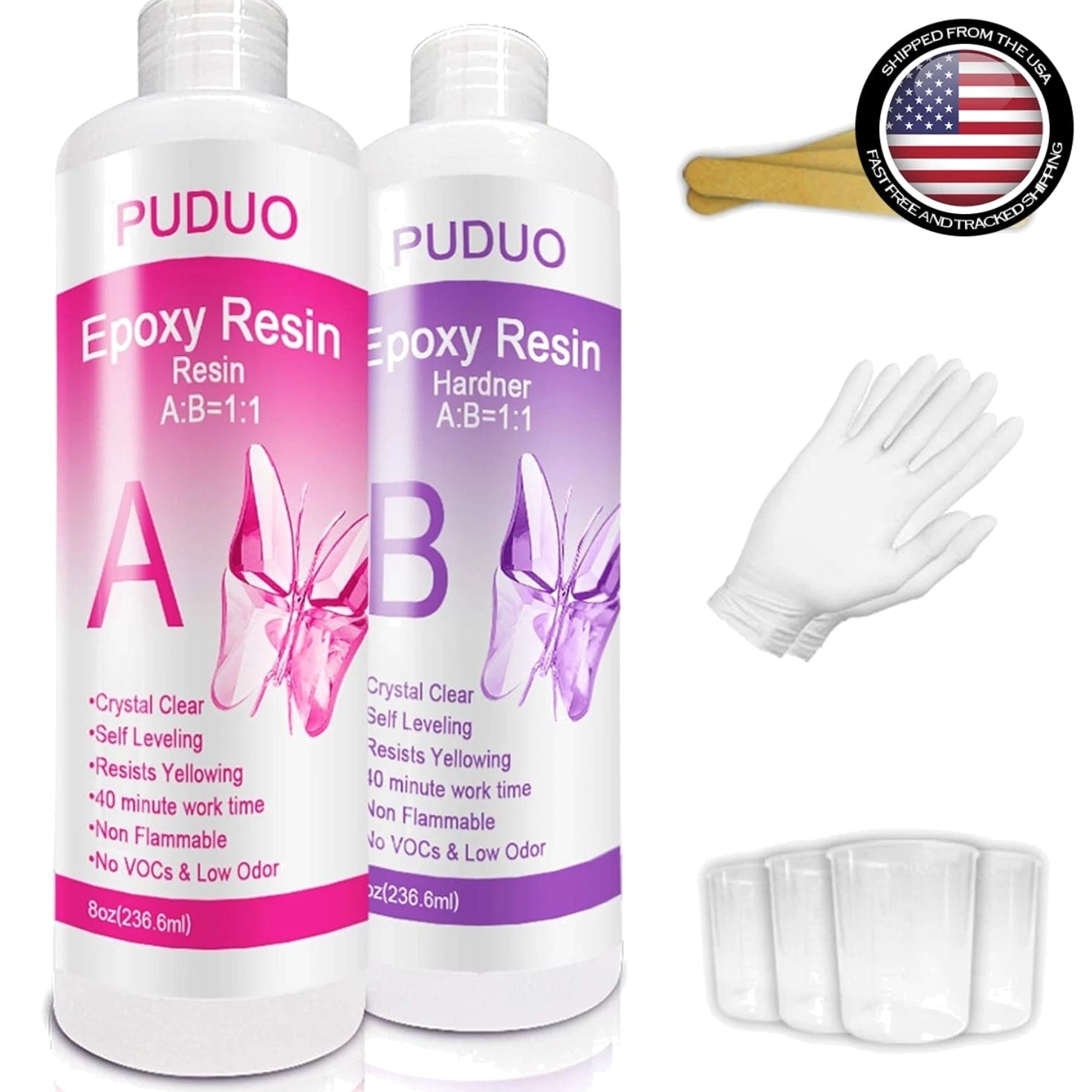 Non-Toxic 16 Oz Epoxy Resin Kit - Crystal Clear Finish for Crafting & Jewelry