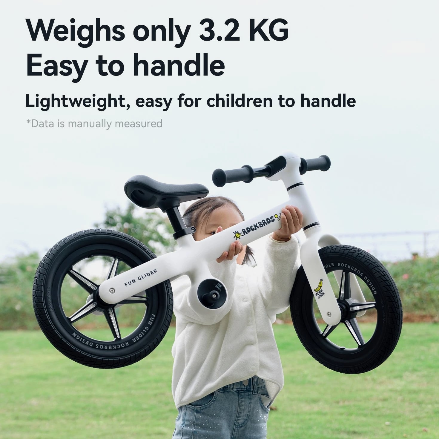 ROCKBROS 12"Kids Balance Bike No Pedal Training Bike Adjustable Handlebar & Seat