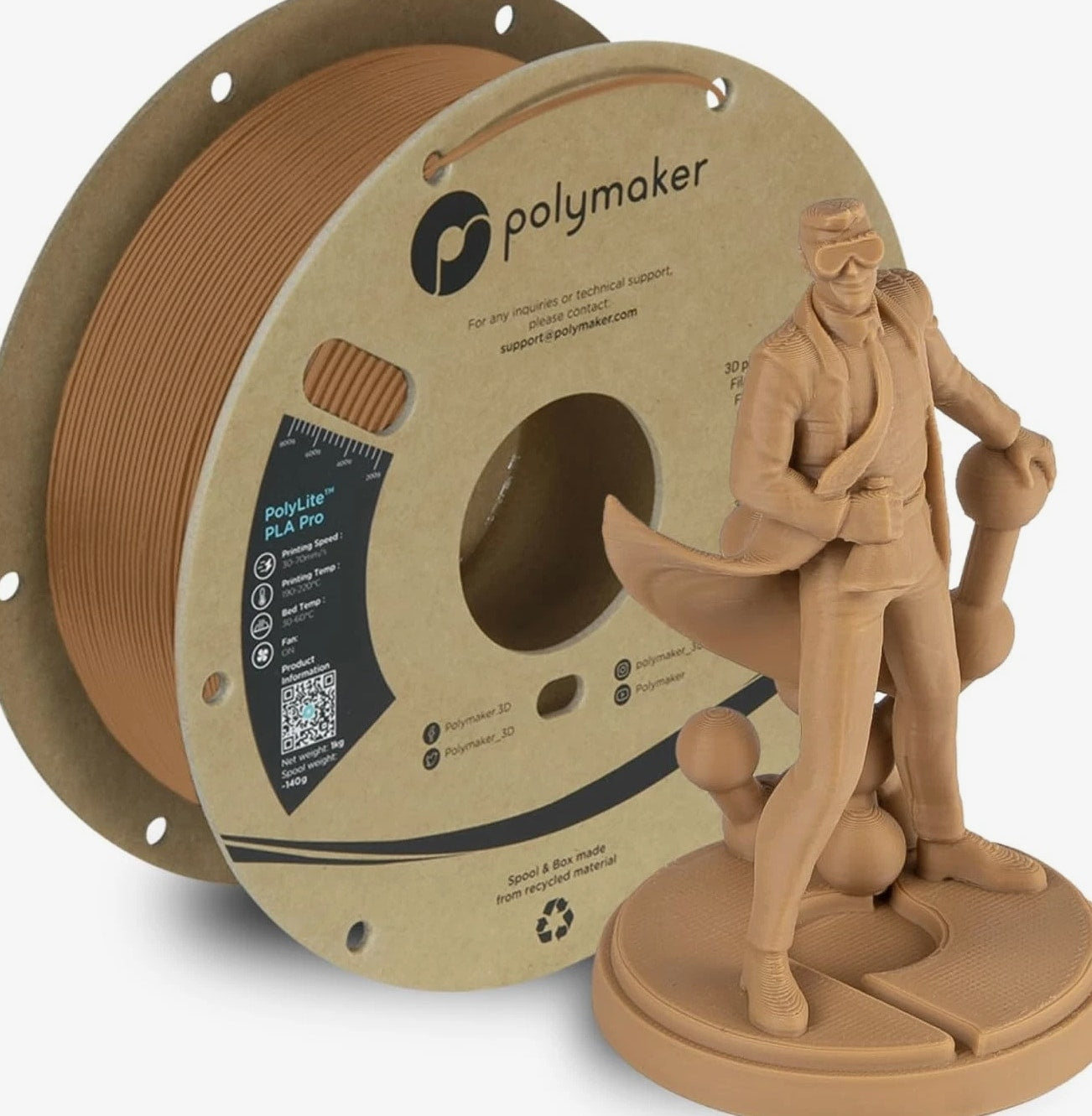 PLA PRO Filament 1.75Mm Army Beige, Powerful 3D Printer Filament 1Kg Polylite