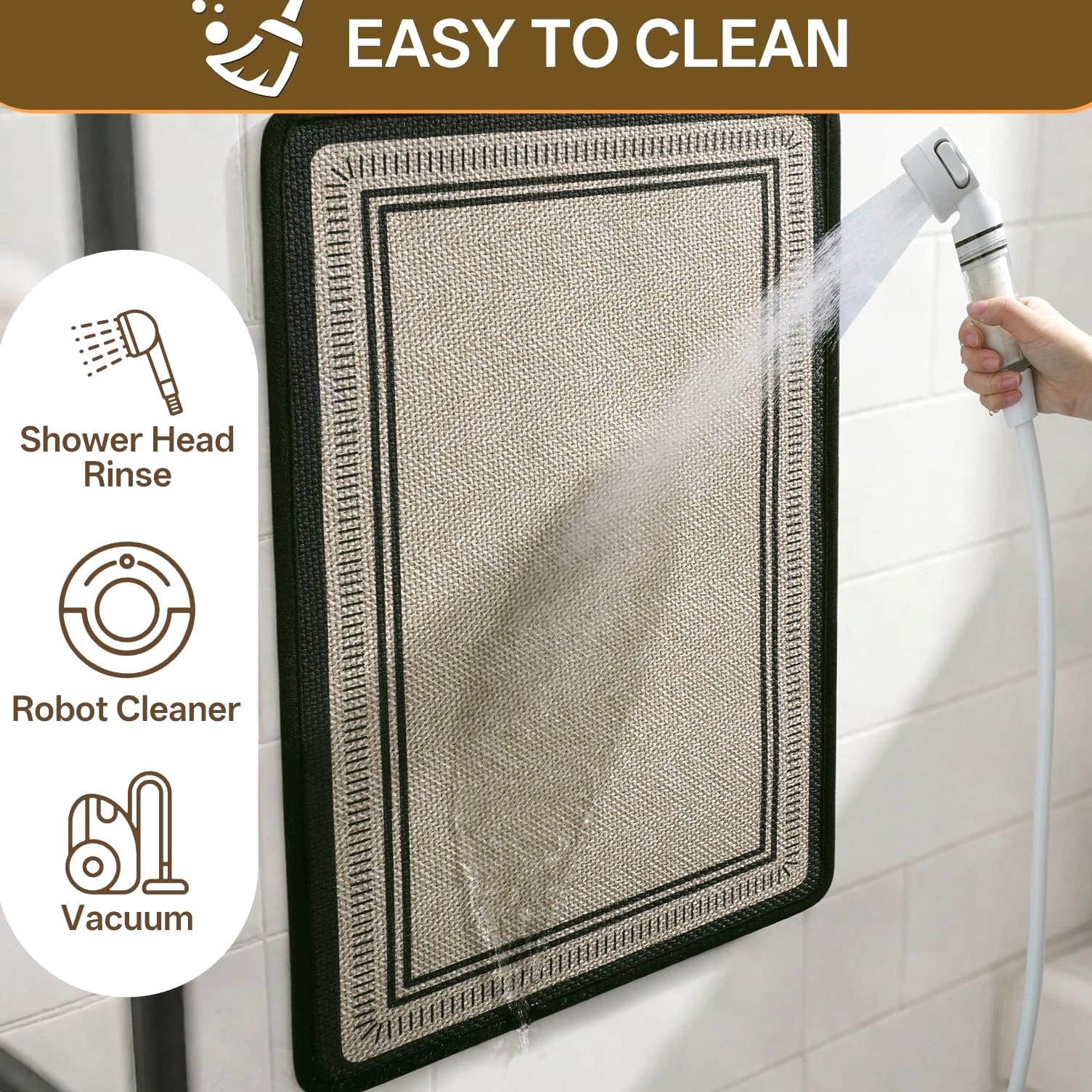 Non Slip Bath Mat with Rubber Backing, Absorbent Quick Dry Bath Rugs Washable...