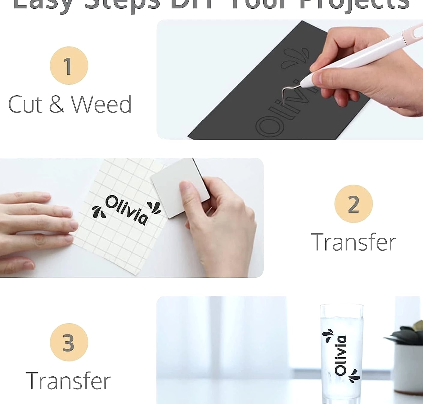 Smart Adhesive Vinyl Permanent Cricut Joy Film - 5.5 X 12 in (36 Packs) Craft