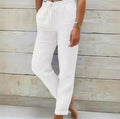 BAVFD Women's Cotton Linen Casual Pants Elastic Waist