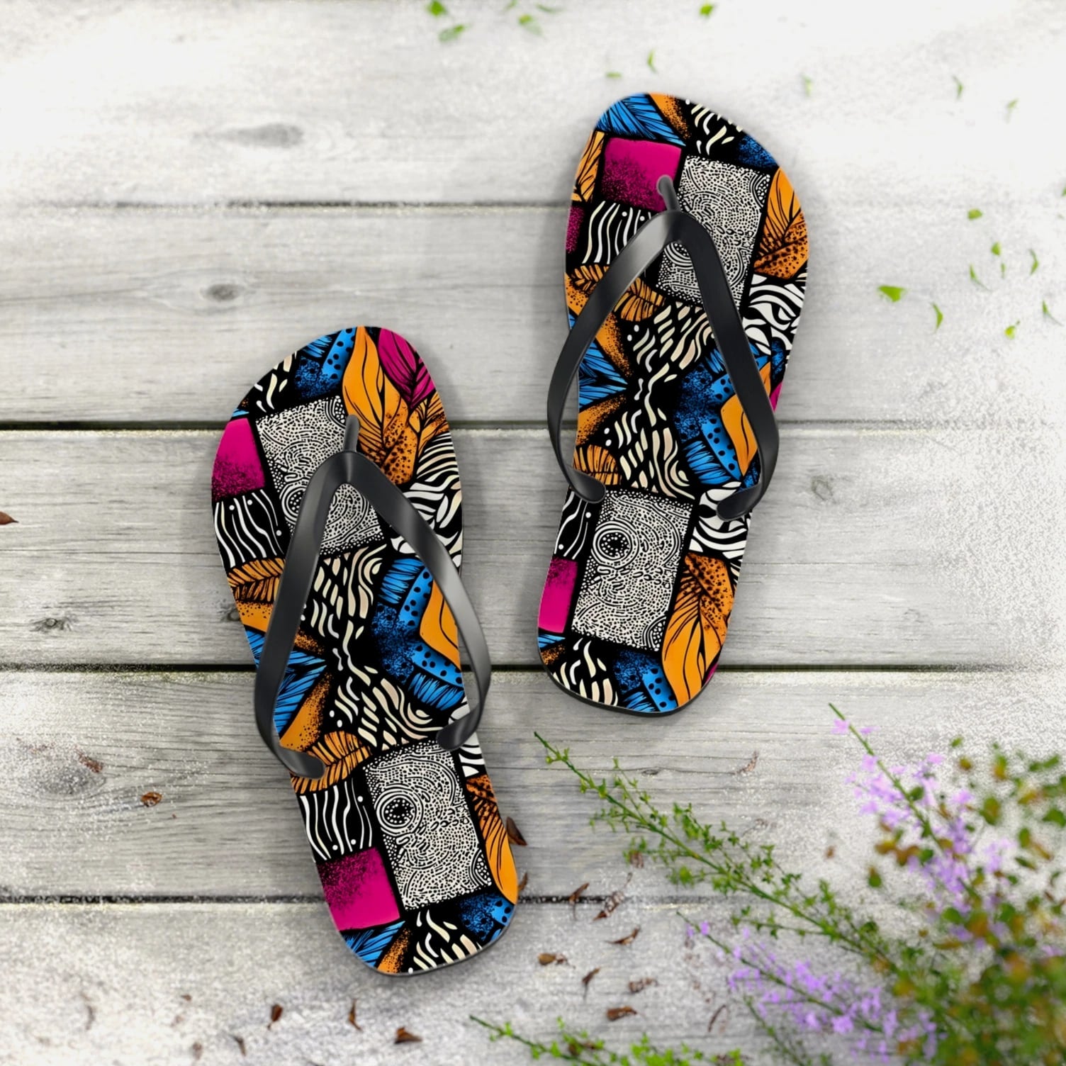 Floral and Feather Flip Flops | Beach Sandals for Summer Vibes Vacation Footwear