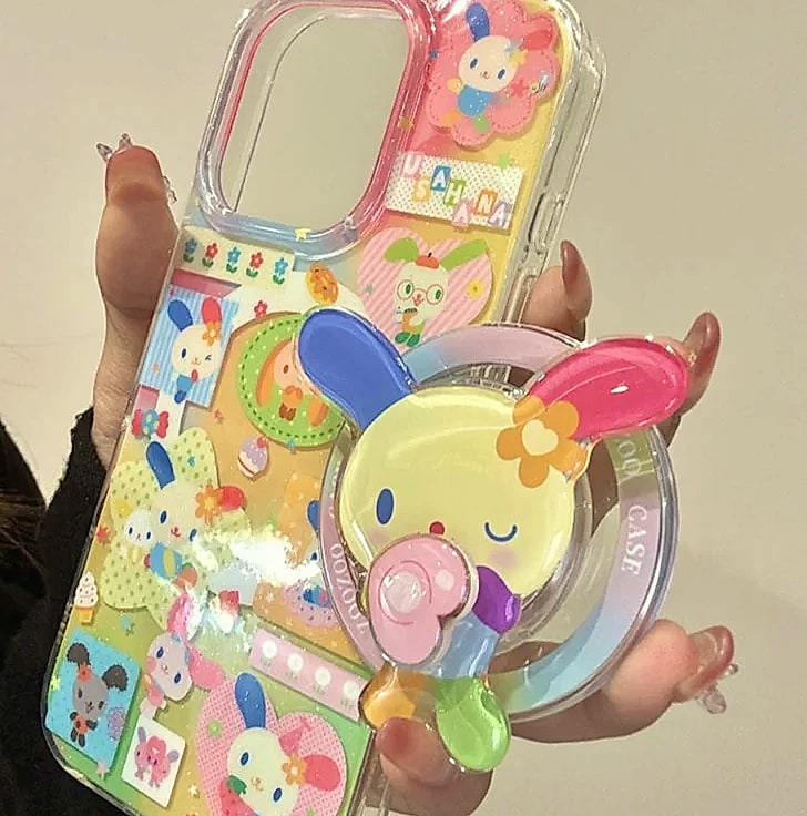 HAPPEE Magnetic Rabbit Phone Case with Rotating Bracket