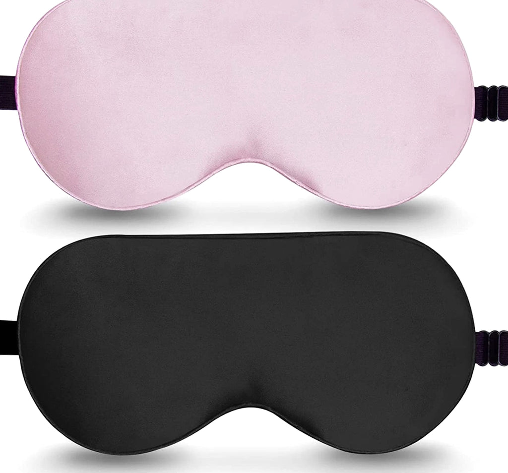 100% Real Mulberry Silk 2 Pack Sleep Mask, Natural Pure Silk Eye Masks with Adju