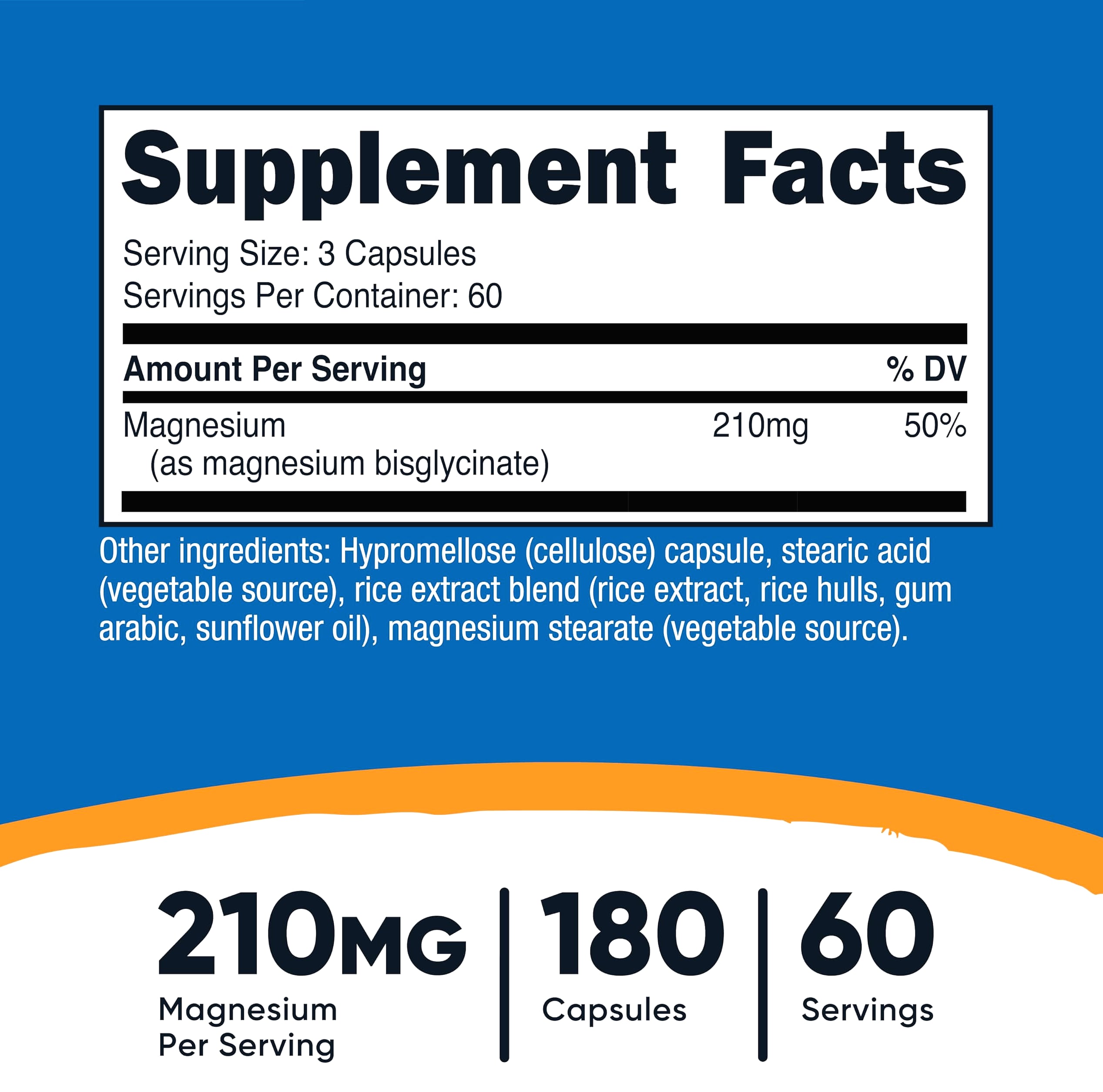 Nutricost Magnesium Glycinate 210mg Capsules, 180 Count