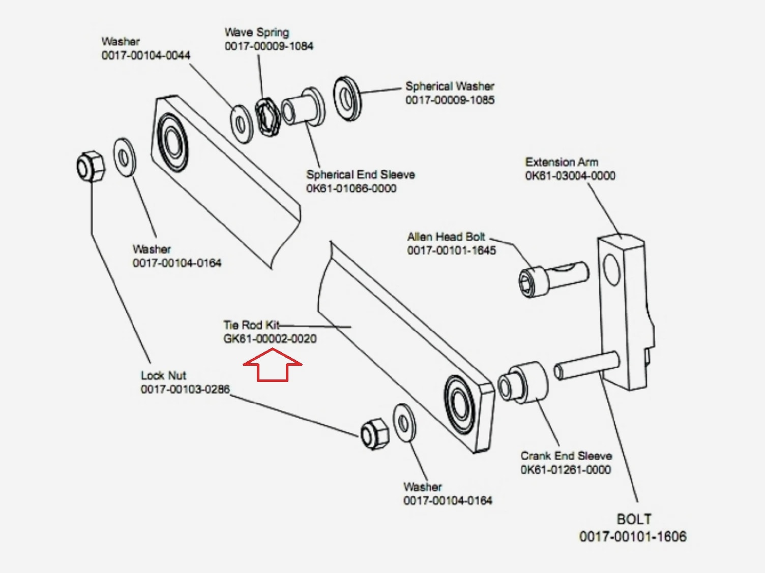 Life Fitness Elliptical Pedal Arm Tie Rod Assembly GK61-00002-0020