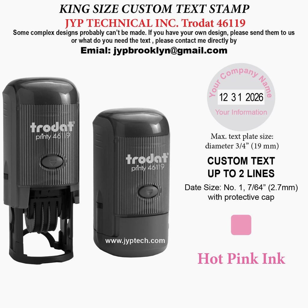 Trodat 46119 Round Rubber Self Inking Stamp 2 Lines Text and Date