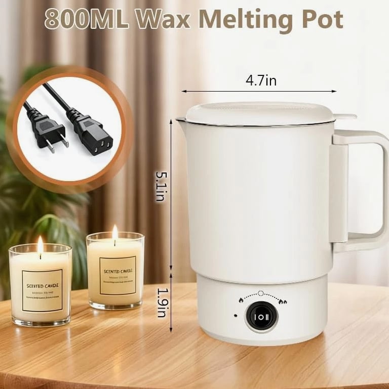 Electric Wax Melting Pot Kit with Thermometer, 800ML Wax Melter for Candle Ma...