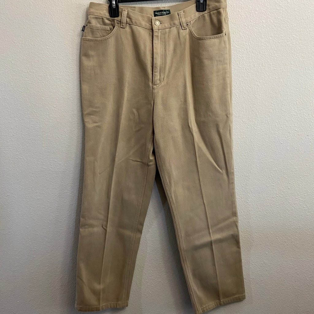 Ralph Lauren Jeans Co Women's 14 Beige Straight Leg Pants High Waisted