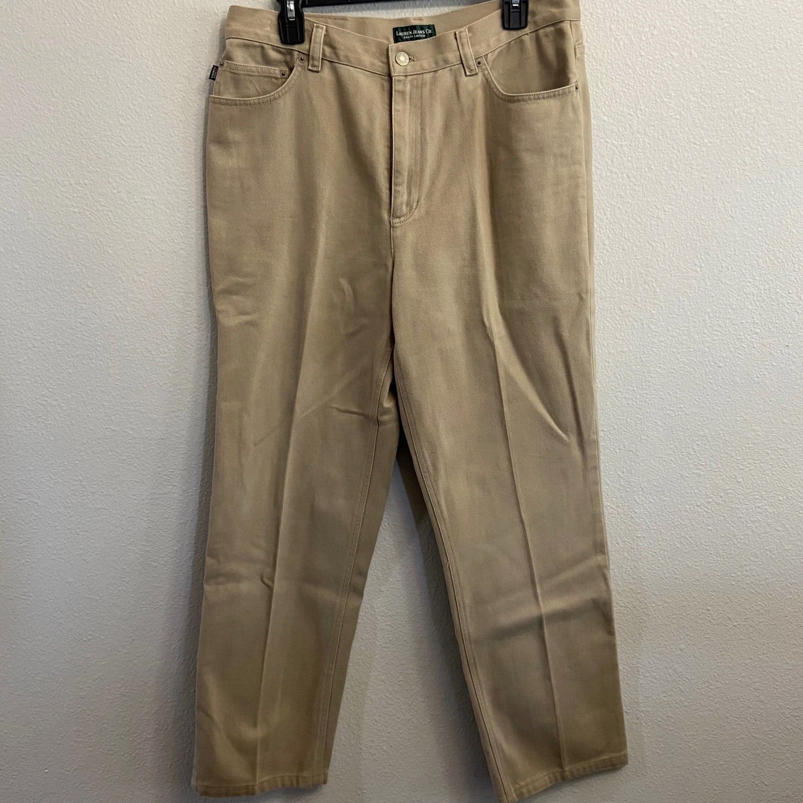 Ralph Lauren Jeans Co Women's 14 Beige Straight Leg Pants High Waisted