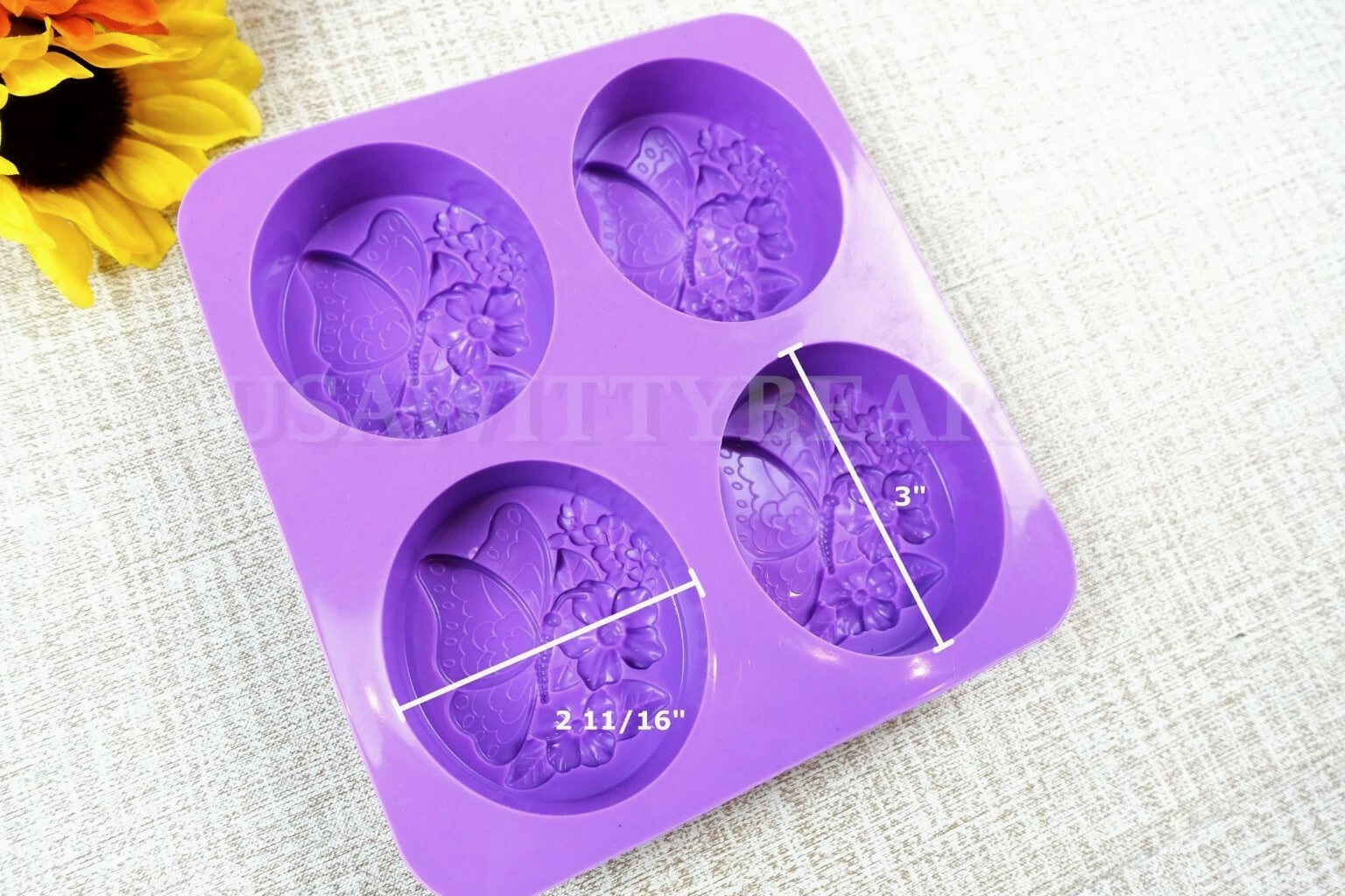 DIY 4-Cavity Butterfly Flower Oval Silicone Handmade Soap Candle Mold