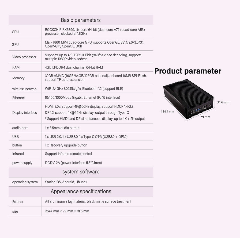 youyeetoo Station P1 Single Board Computer RK3399