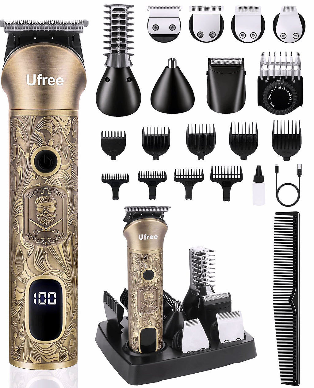 Ufree Cordless Beard Trimmer and Hair Clipper Grooming Kit