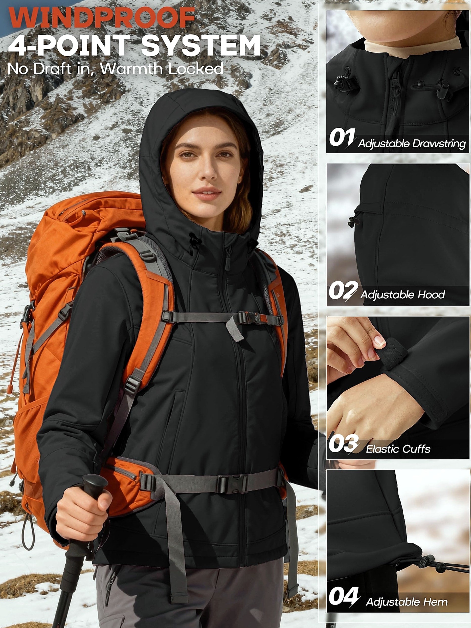 Free Soldier Women's Waterproof Softshell Jacket with Hood