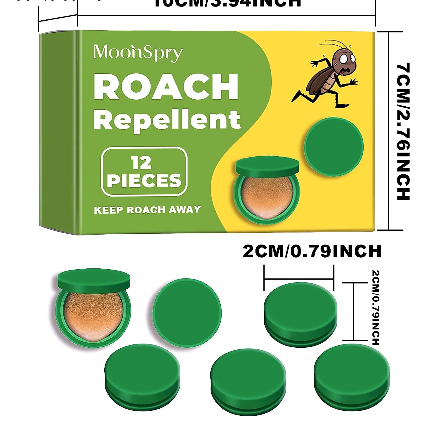 Cockroach Killer Bait Station Sticker, 12-Pack Natural Repellent