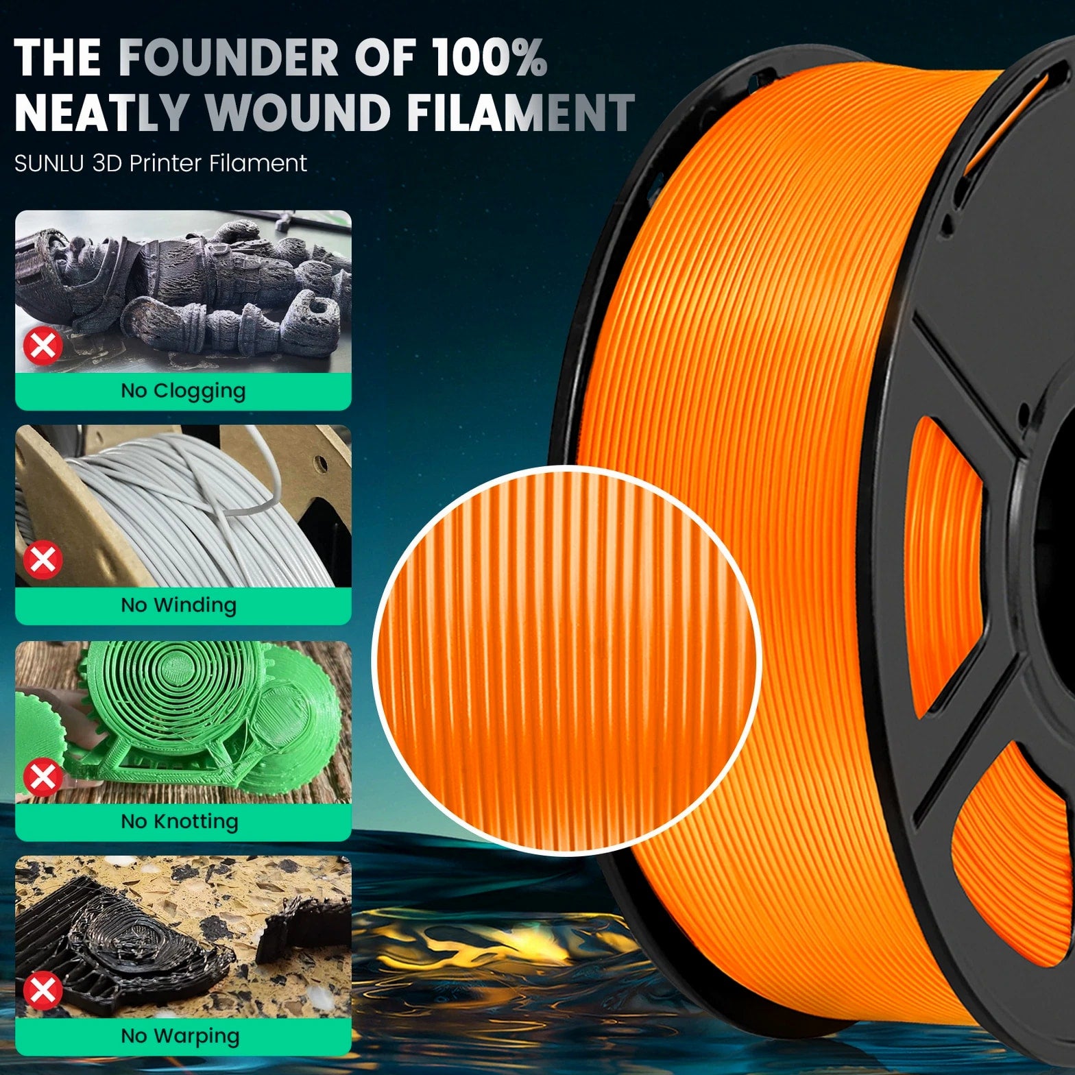 SUNLU 1.75MM 5KG Large Spool PLA+/PLA+ 2.0/PLA/PETG Filament For 3D Printer