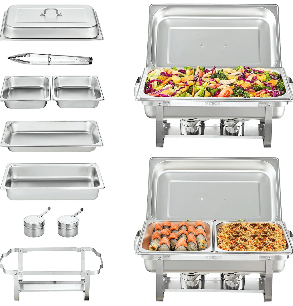 SucceBuy 8QT Rectangle Chafing Dish Buffet Warmer Set