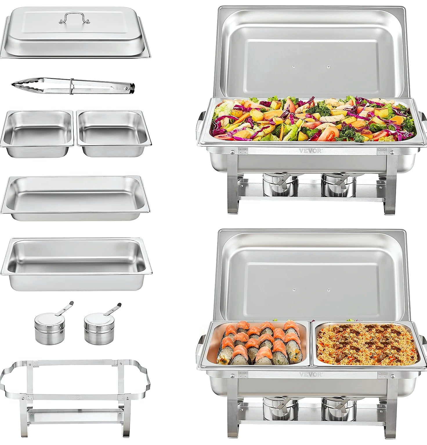 SucceBuy 8QT Rectangle Chafing Dish Buffet Warmer Set