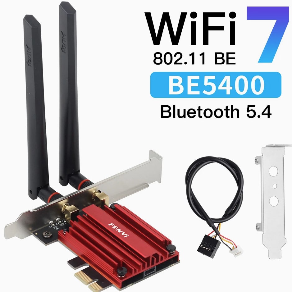 Ultra-Fast WiFi 7 BE5400 PCIe Desktop Network Card Tri-Band with Bluetooth5.3