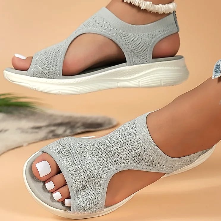 NAZSQ Women's Mesh Knitted Beach Sandals Wedge Roman Style