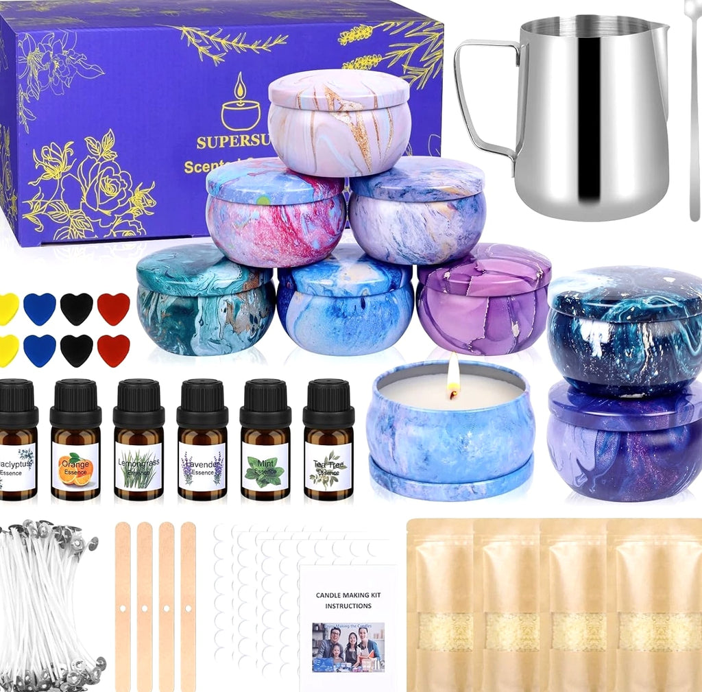 Candle Making Kit DIY Gift for Kids, Mom, Beginners - Beeswax, Essential Oils, Dyes