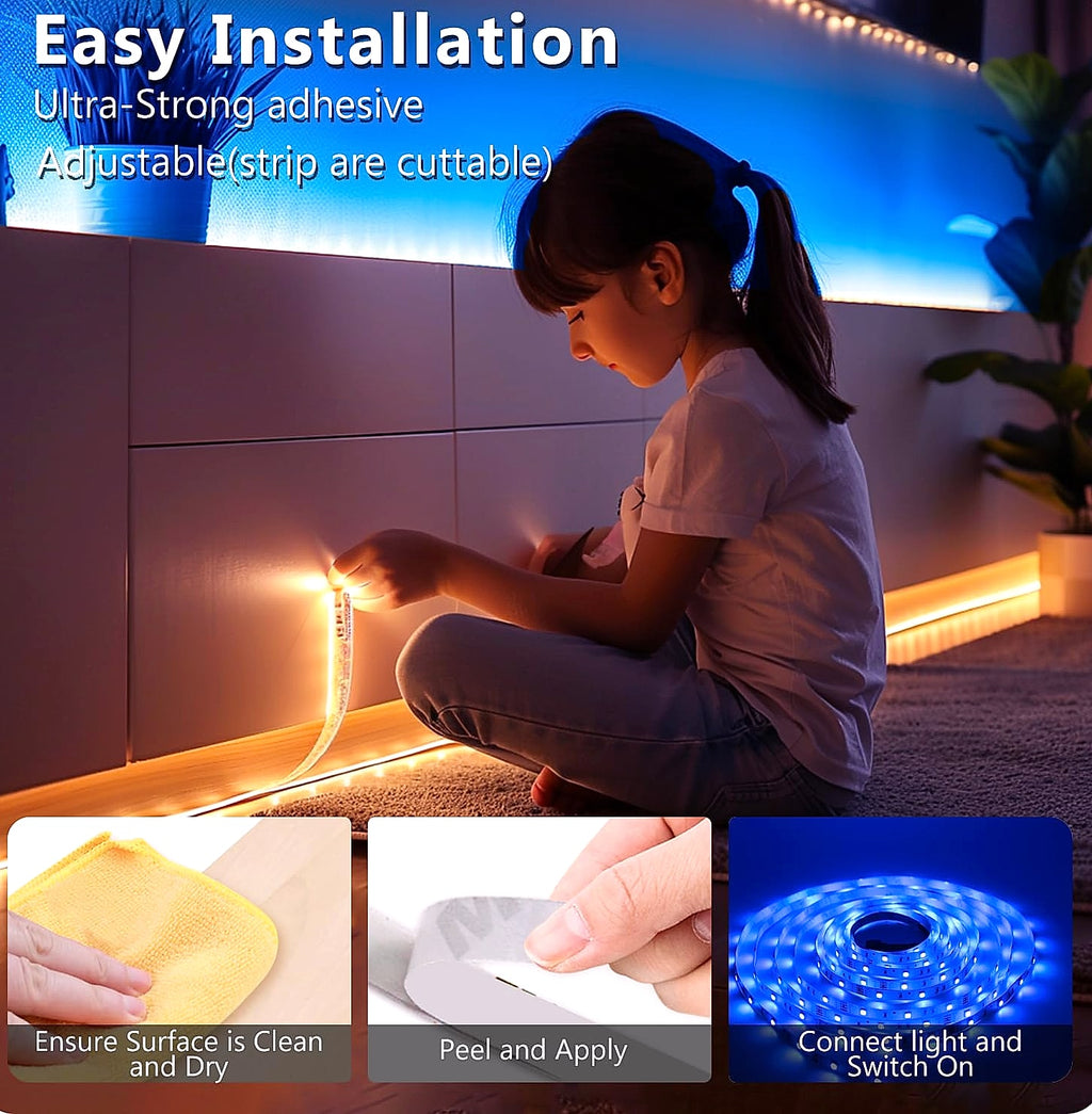 DAYBETTER LED Strip Lights 110ft Smart RGB Music Sync with App Control