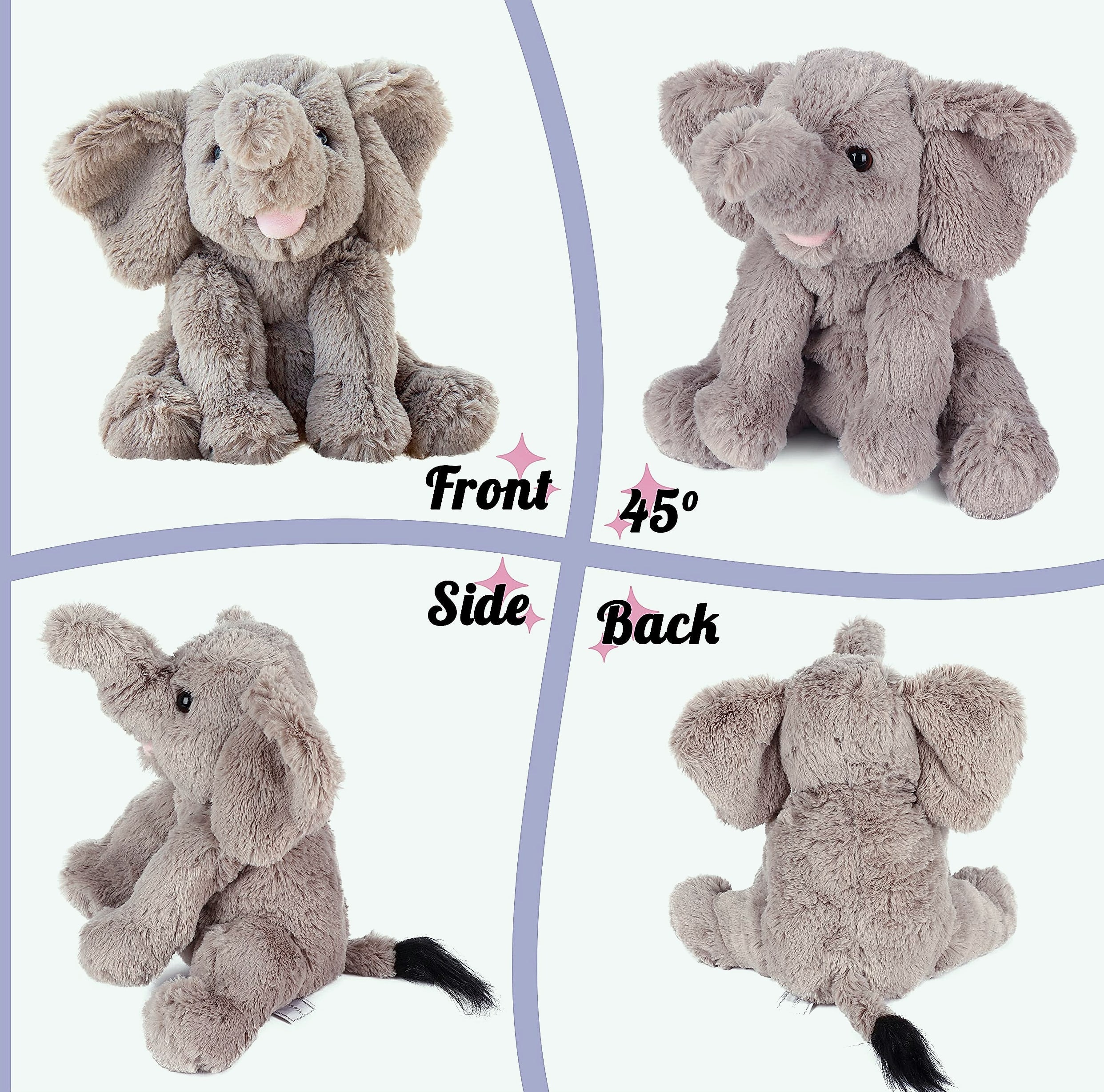 Hopearl Plush Calf Elephant Stuffed Animal, 9 Inch Soft Toy
