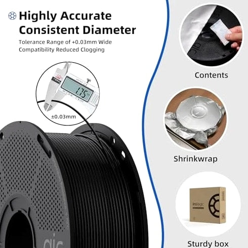 Inslogic TPU Filament 1.75mm Flexible Roll, TPU 95A Soft 3D - 1kg White