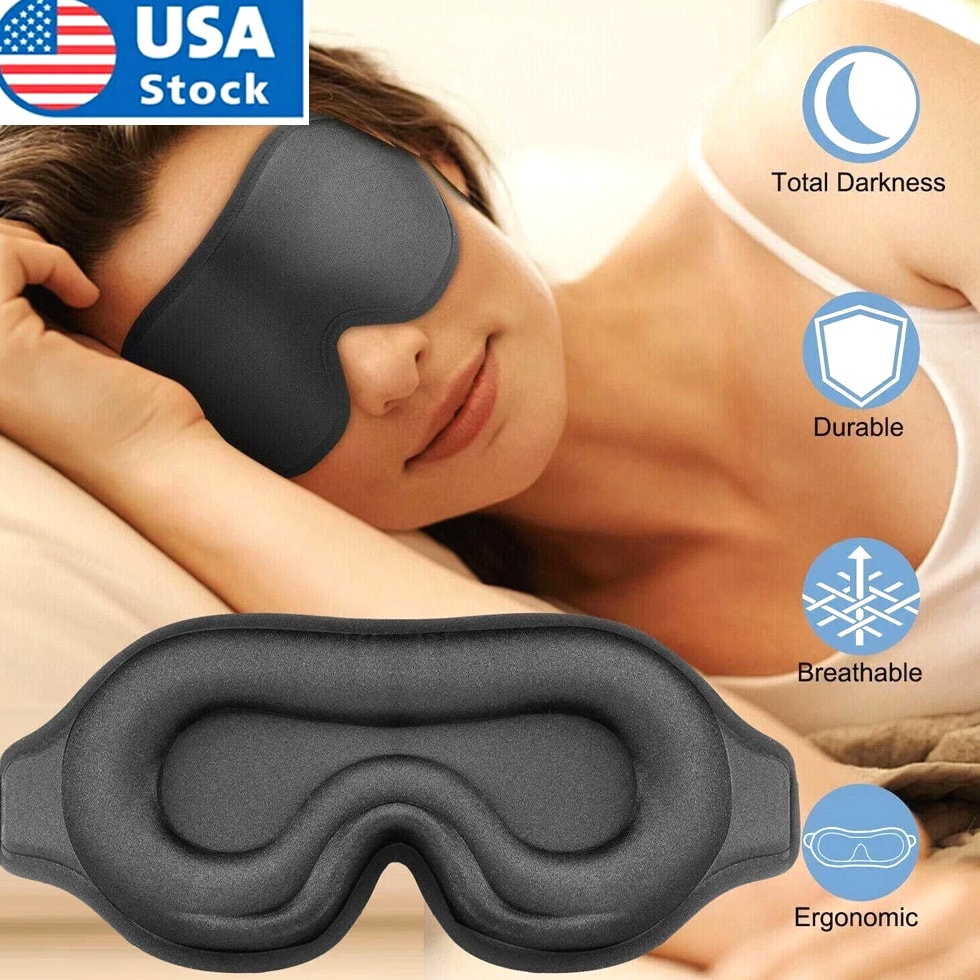 3D Travel Silk Eye Mask Sleeping Soft Padded Shade Cover Rest Relax Blindfold
