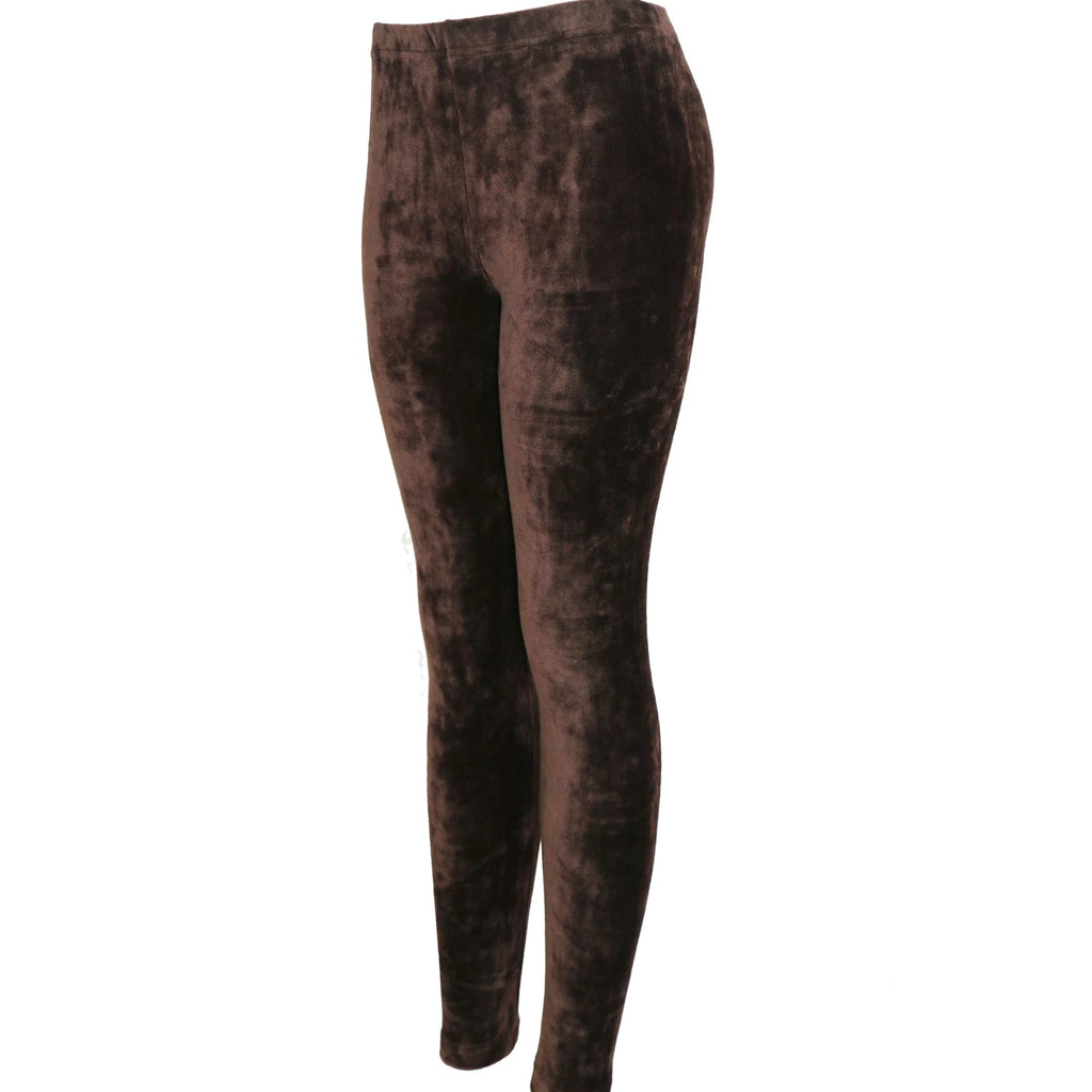 Women Slim Fit Velvet Velour Punk High Waist Sexy Leggings - S M L